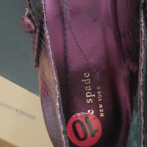 Brand New Kate Spade Metallic Purple Snakeskin Mary Jane Flats - Picture 3 of 5